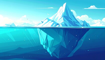 Iceberg half submerged in water