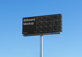 Billboard on Big Metal Pole Mockup