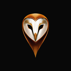 Golden geometric owl perched in stylized modern minimalist design
