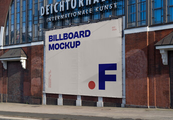 Banner on the Brick Building Mockup