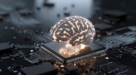 Exploring the Intersection of Neuroscience and Technology: A Visually Stunning Brain Representation on a Microchip Circuit Board