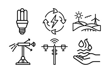 Eco Energy Outline Icons vector