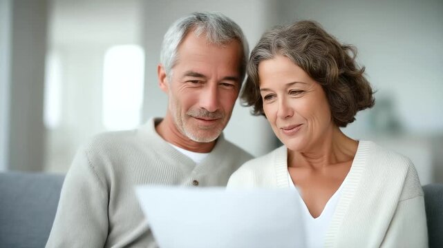 senior couple looking over stack of appointment slips trying to make sense of referrals real patient experience three quarter wide angle cinematic color correction gentle