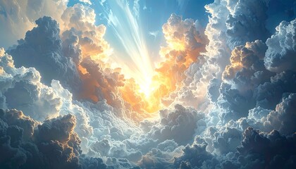 Heavenly light breaking through clouds