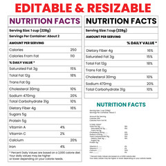 Obraz premium Nutrition Facts Food Label Template Set