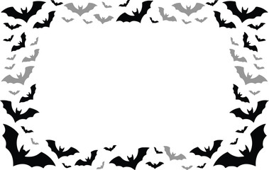 bat silhouette border frame vector illustration with flying bats design for spooky background