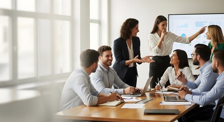 Diverse Business Team Collaborating in a Modern Conference Room
