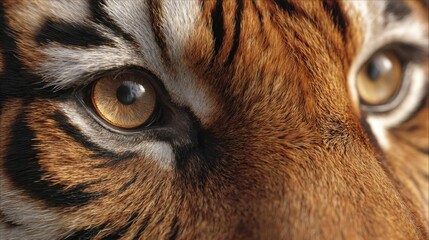 A Close-Up Exploration of a Tiger's Intense Gaze Showcasing the Unique Patterns and Rich Colors of Its Striking Fur and Eyes