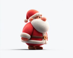 A Cheerful Cartoon Santa Claus Character in Festive Red Outfit with Fluffy White Beard, Awaiting Holiday Cheer and Joyful Celebrations