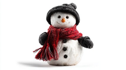 Charming Snowman Dressed in a Cozy Red Scarf and Hat, Bringing a Cheerful Winter Vibe to Any Holiday Décor with Its Playful Appearance and Smiling Face