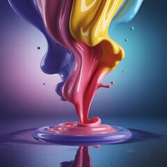 Abstract colorful paint pouring and swirling in liquid form