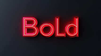 A radiant, illuminated neon sign declares Bold, captivating the eye with its vibrant luminescence.  The word Bold pulses with an assertive and captivating glow. Stock Image.