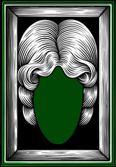 Engraved Portrait Frame with Blank Face, Green Background