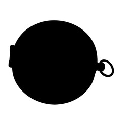 Black silhouette of a vintage pocket watch with a ring isolated on white perfect for historical designs and timekeeping concepts