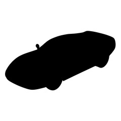 Sleek black silhouette of a modern convertible sports car against a white background showcasing automotive design and aerodynamic styling