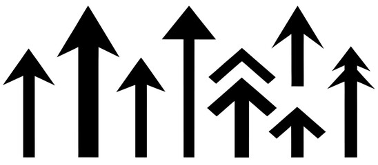 Collection of Black Up Arrows; Various Sizes and Styles