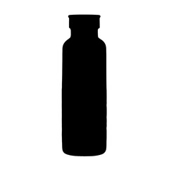 Black silhouette of a reusable water bottle against a white background perfect for hydration fitness and environmental consciousness