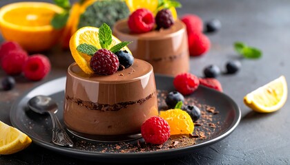 Chocolate desserts with fresh fruit
