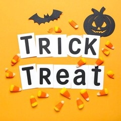 Halloween treats on an orange background