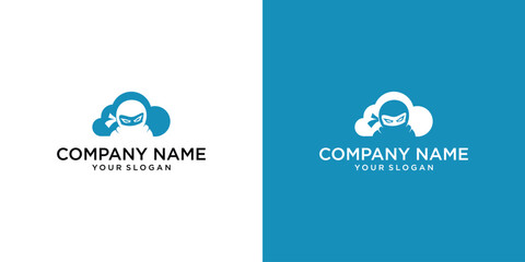 cloud head ninja logo template. cloud and ninja logo element © fyn