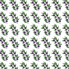 Seamless olive and leaf pattern