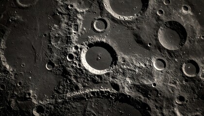 Close-up view of lunar surface craters