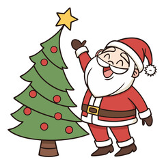santa claus and christmas tree