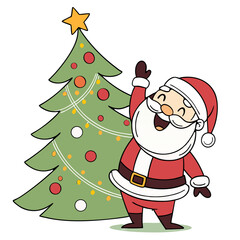 santa claus and christmas tree