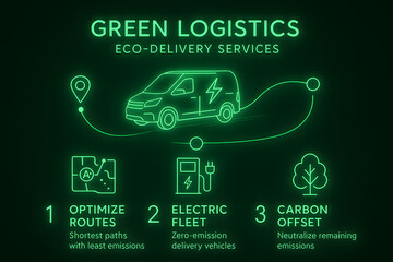 Eco Friendly Logistics Infographic with Green Supply Chain and Sustainable Transport for Business