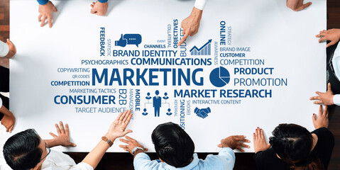 A diverse team collaborates on creative marketing strategies, focusing on brand identity, effective...