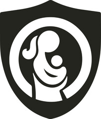 A loving mother cradling her baby in a gentle embrace, forming a heart shape with soft lines—symbolizing care, warmth, and unconditional love.