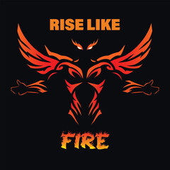 Fiery Phoenix Tribal Artwork with Text