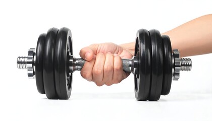 Hand holding dumbbell