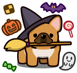 ハロウィン仮装のフォーンのフレンチブルドッグ