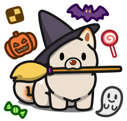 ハロウィン仮装の白柴