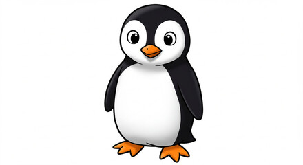 Adorable Cartoon Penguin Illustration: A Charming and Playful Design Perfect for Children's Books, Websites, and Educational Materials. This high-resolution image features a friendly penguin with e...
