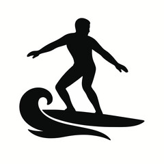 Surfer Riding Wave Silhouette Vector – Ocean Adventure and Extreme Sports