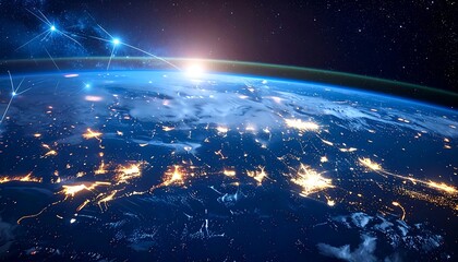 Global network connections illuminate Earth at night