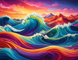 Hintergrund Bunte Wellen