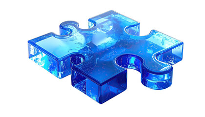 3D rendered, vibrant blue puzzle piece,  liquid-like texture