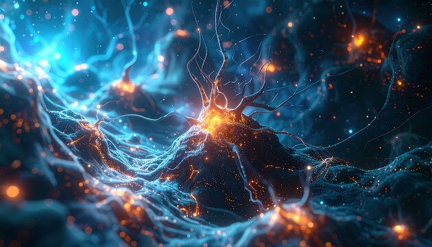 Abstract biological neuron network - Powered by Adobe