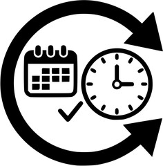 Clockwise arrow time management deadline reminder schedule appointment turnaround icon vector
