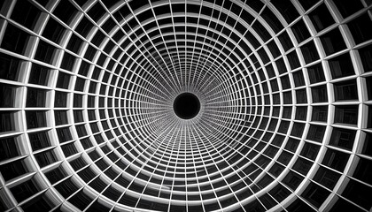 Abstract black and white concentric tunnel