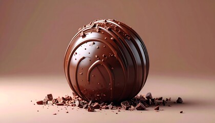 Chocolate truffle on a bed of cocoa nibs