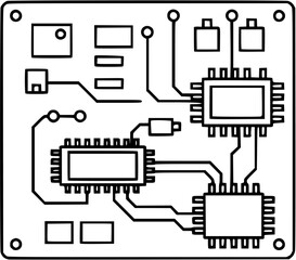 Circuit board design vector illustration for electronics and technology industry projects and designs
