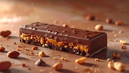 Chocolate-covered caramel and nut bar