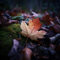 autumn leaves in the water
