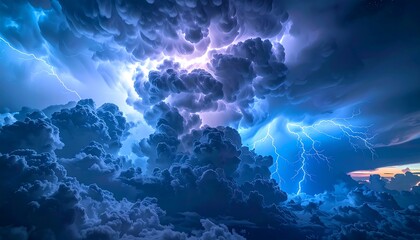 Dramatic storm clouds with lightning