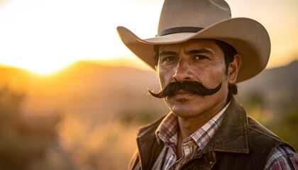 Cowboy portrait at sunset
