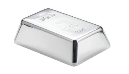 A rectangular bar of polished, bright metal.  Inscribed markings are visible